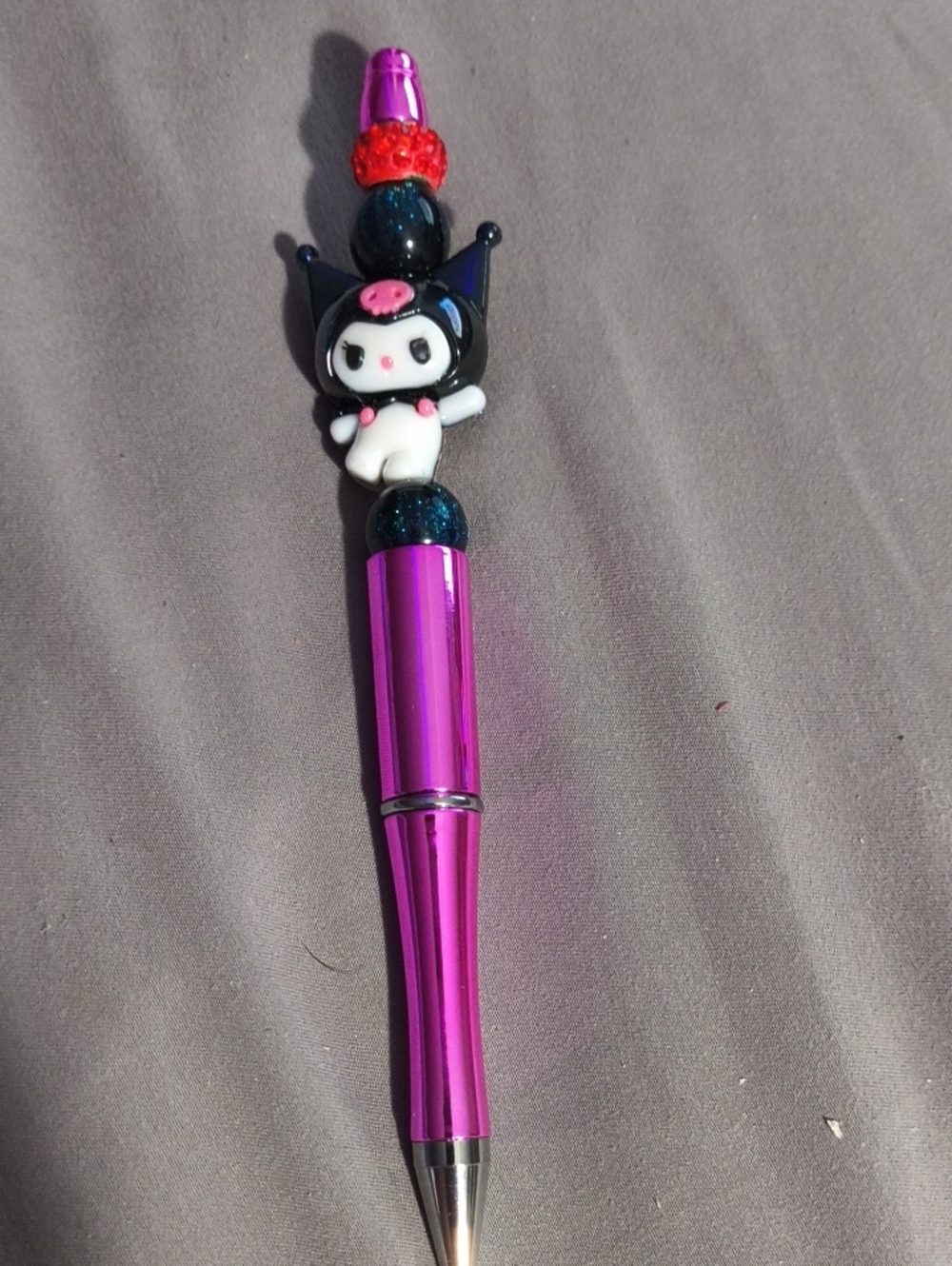 Cute Pink Character Beaded Ballpoint Pen - Kids Accessories